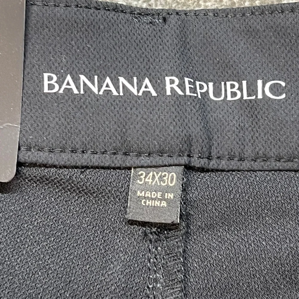 Banana Republic Mens Black Flat Front Stretch Pants Size 34x30 New With Tags
